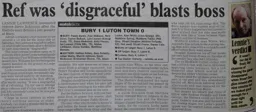 Match Report: Bury vs Luton Town FC (12th Feb 2000)