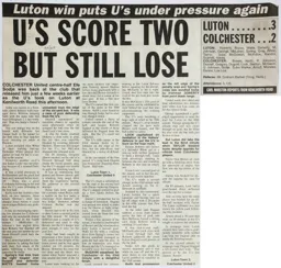 Match Report: Luton Town FC vs Colchester United (1st Apr 2000)