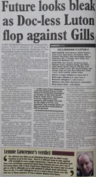 Match Report: Gillingham vs Luton Town FC (22nd Apr 2000)