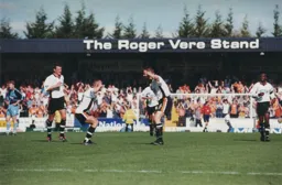 Taylor and George celebrate the Matty goal that gives us a 1-0 win at our lucky Adams Park stadium