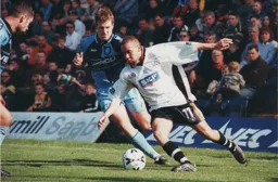 Liam George cuts inside in a season that saw him finish top scorer with a creditable 14 league goals