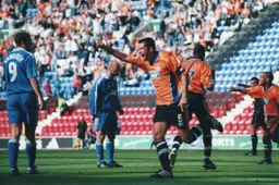 Julian Watts has just scored Town`s only goal of the game