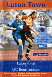 Programme: Luton Town FC vs Bournemouth (26th Aug 2000)