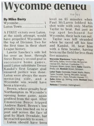 Match Report: Wycombe Wanderers vs Luton Town FC (28th Aug 2000)