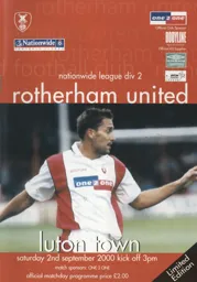 Programme: Rotherham United vs Luton Town FC (2nd Sep 2000)