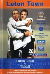 Programme: Luton Town FC vs Walsall (12th Sep 2000)