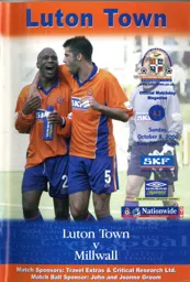 Programme: Luton Town FC vs Millwall (8th Oct 2000)
