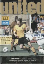 Programme: Cambridge United vs Luton Town FC (13th Oct 2000)