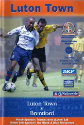 Programme: Luton Town FC vs Brentford (21st Oct 2000)