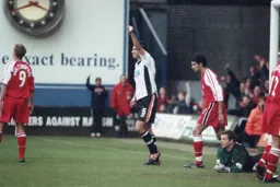 Julian Watts salutes his goal