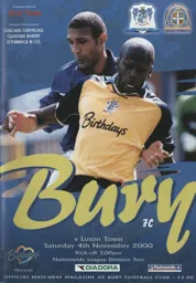 Programme: Bury vs Luton Town FC (4th Nov 2000)