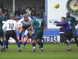 Kent Karlsen heads narrowly wide