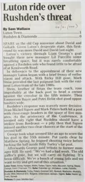 Match Report: Luton Town FC vs Rushden & Diamonds (17th Nov 2000)