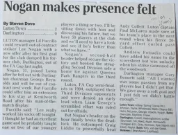 Match Report: Luton Town FC vs Darlington (19th Dec 2000)