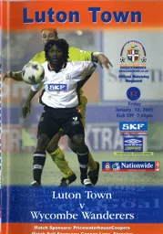 Programme: Luton Town FC vs Wycombe Wanderers (12th Jan 2001)