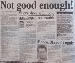 Match Report: Oldham Athletic vs Luton Town FC (23rd Jan 2001)