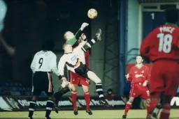 Lee Mansell scores the first goal with an overhead kick