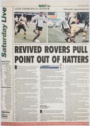 Match Report: Luton Town FC vs Bristol Rovers (3rd Mar 2001)