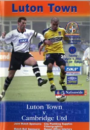 Programme: Luton Town FC vs Cambridge United (6th Mar 2001)
