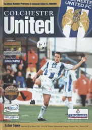 Programme: Colchester United vs Luton Town FC (31st Mar 2001)