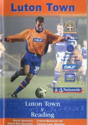Programme: Luton Town FC vs Reading (3rd Apr 2001)