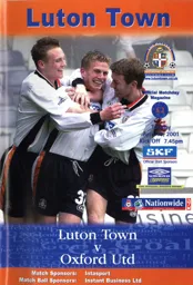 Programme: Luton Town FC vs Oxford United (10th Apr 2001)