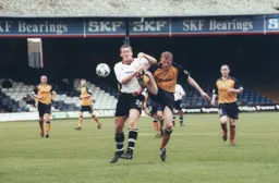 Steve Howard on the receiving end of a high boot