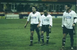 The disappointment of relegation is etched on the faces of Richard Dryden, Mark Stein and Paul McLaren