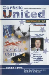 Programme: Carlisle United vs Luton Town FC (11th Aug 2001)