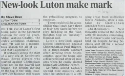 Match Report: Luton Town FC vs Cheltenham Town (18th Aug 2001)