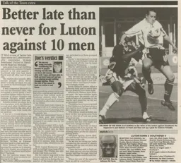Match Report: Luton Town FC vs Southend United (27th Aug 2001)