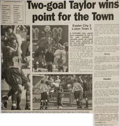 Match Report: Exeter City vs Luton Town FC (1st Sep 2001)