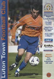 Programme: Luton Town FC vs Oxford United (8th Sep 2001)