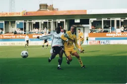 Adrian Forbes about to be fouled