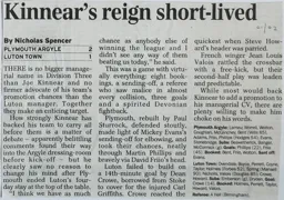 Match Report: Plymouth Argyle vs Luton Town FC (29th Sep 2001)