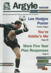 Programme: Plymouth Argyle vs Luton Town FC (29th Sep 2001)