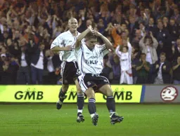 Dean Crowe after netting the Town's third goal