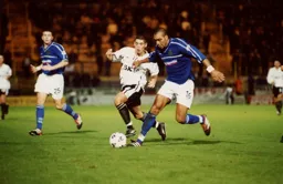 Dean Crowe snapping at the heels of a Halifax defender