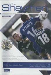 Programme: Halifax Town vs Luton Town FC (23rd Oct 2001)