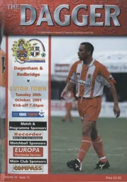 Programme: Dagenham & Redbridge vs Luton Town FC (30th Oct 2001)