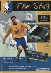 Programme: Mansfield Town vs Luton Town FC (3rd Nov 2001)