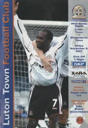 Programme: Luton Town FC vs Shrewsbury Town (9th Nov 2001)