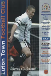 Programme: Luton Town FC vs Hartlepool United (22nd Dec 2001)