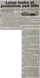 Match Report: Luton Town FC vs Plymouth Argyle (2nd Feb 2002)