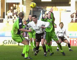 Matthew Spring tries to get on the end of a corner