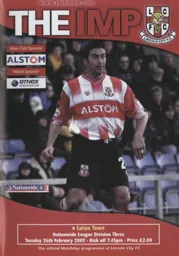 Programme: Lincoln City vs Luton Town FC (26th Feb 2002)