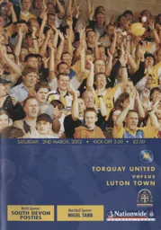 Programme: Torquay United vs Luton Town FC (2nd Mar 2002)