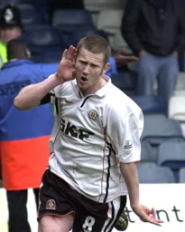 Kevin Nicholls after scoring from the spot for goal number three
