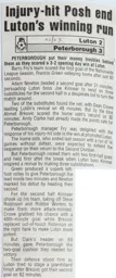 Match Report: Luton Town FC vs Peterborough United (10th Aug 2002)