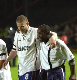 Kevin Nicholls leaves the pitch